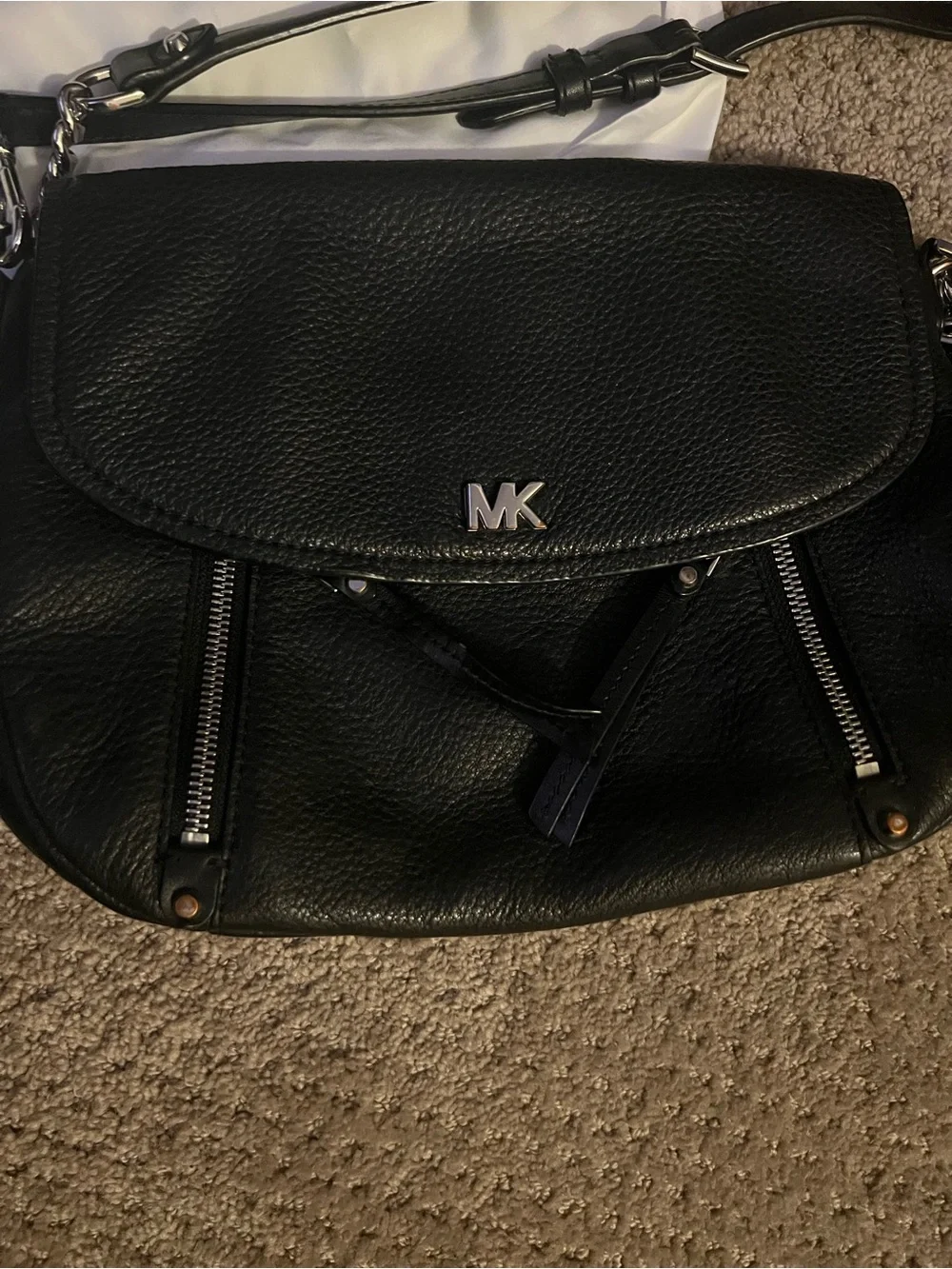 Michael Kors Black Pebbled Leather Crossbody with MK Hardware